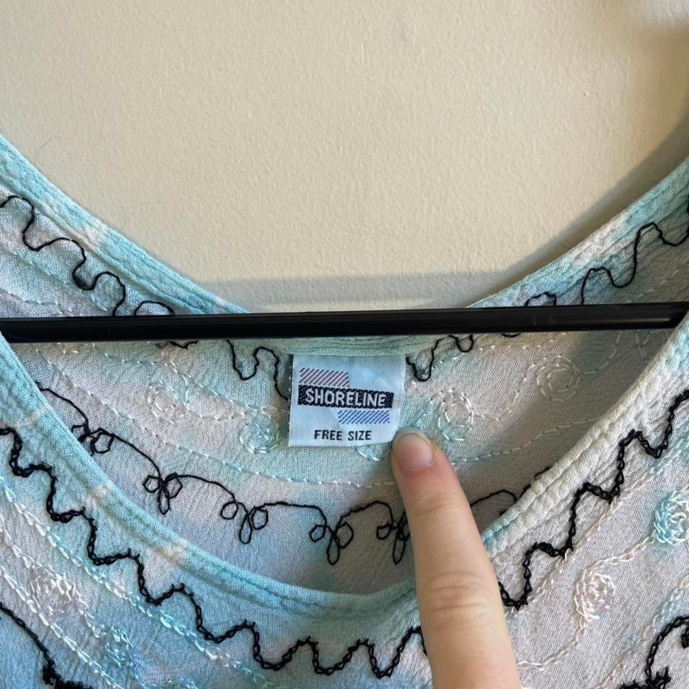 Shoreline Tunic Dress Womens Free Size Blue Tie Dye Excellent Boho Embroidered - Picture 2 of 6